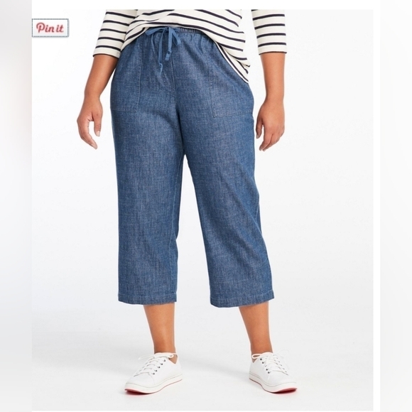 L.L.Bean Women's Sunwashed Denim High Rise Straight Leg Crop Size 3X - Picture 1 of 11